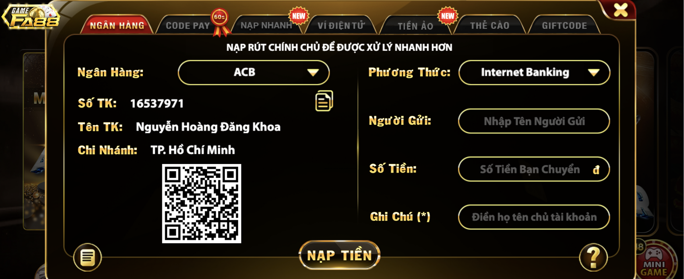 Nạp Tiền FA88 - Hướng Dẫn Chi Tiết Qua 5 Phương Thức Phổ Biến Nhất - tixenu