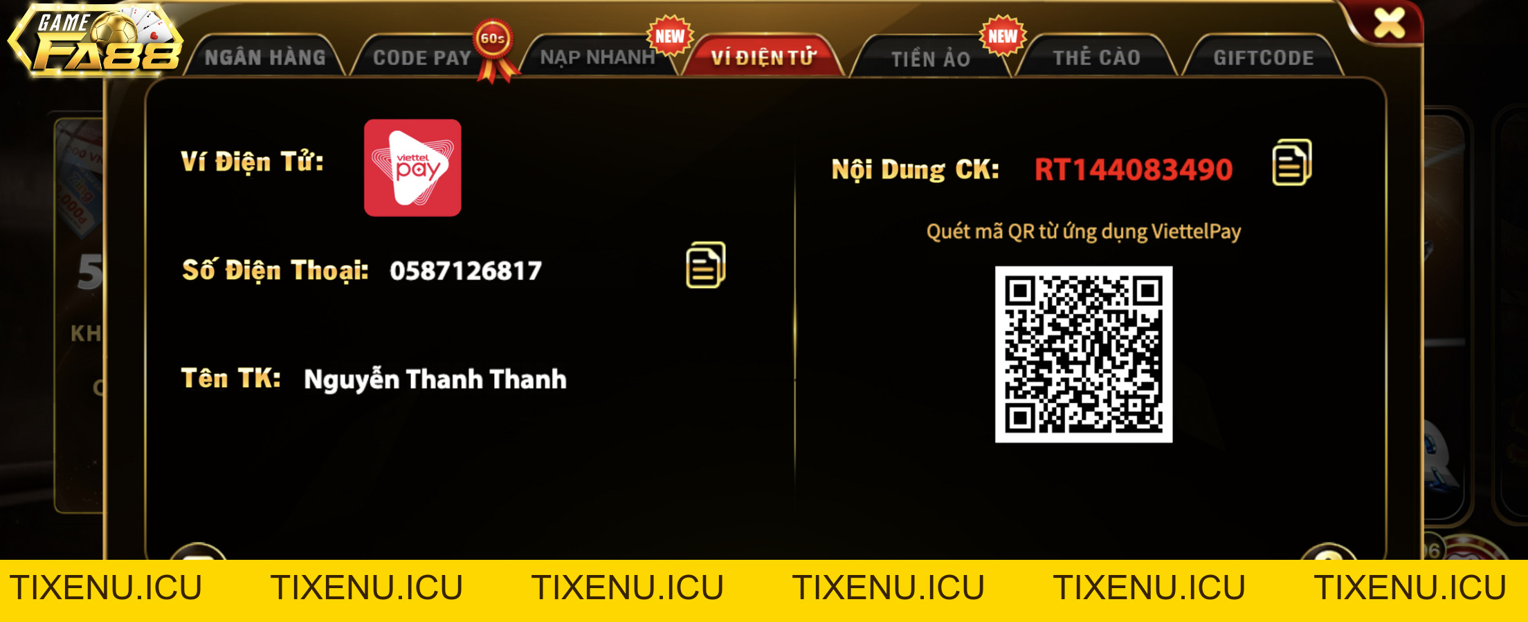 Nạp Tiền FA88 - Hướng Dẫn Chi Tiết Qua 5 Phương Thức Phổ Biến Nhất - tixenu