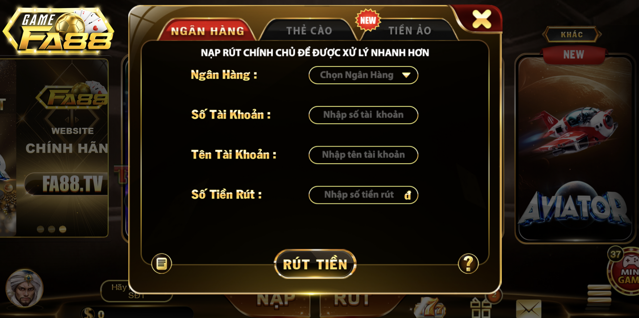 Rút Tiền FA88 - Đưa Tiền Về Tài Khoản Nhanh Chóng và An Toàn - tixenu